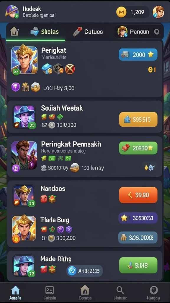 Screenshot memperlihatkan berbagai pilihan permainan yang tersedia dalam aplikasi.